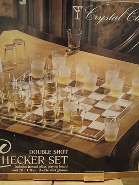 Crystal Clear Double Shot Checker Set - Frosted & Clear Glass